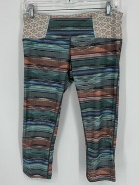 Prana Pillar Mixed Media Multicolored Capri Leggings Women’s Size Medium in EUC!